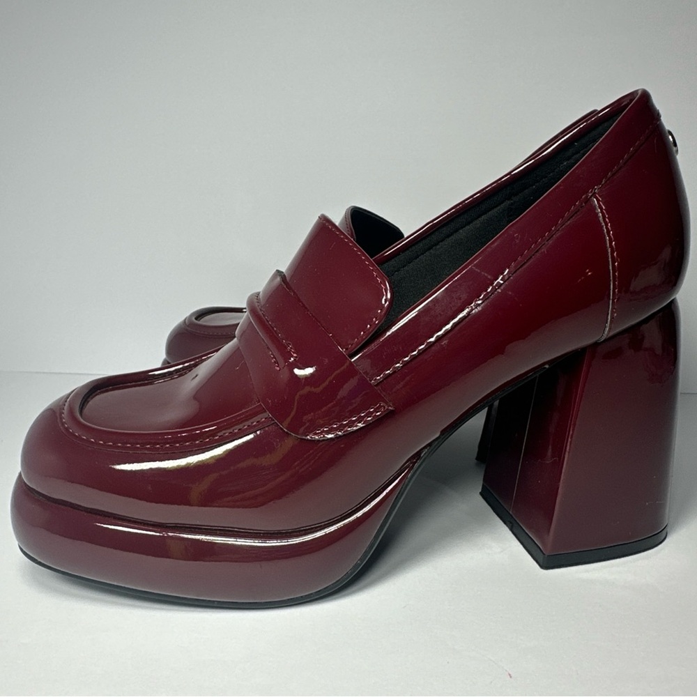 Nine West Burgundy Platform Loafers for Women